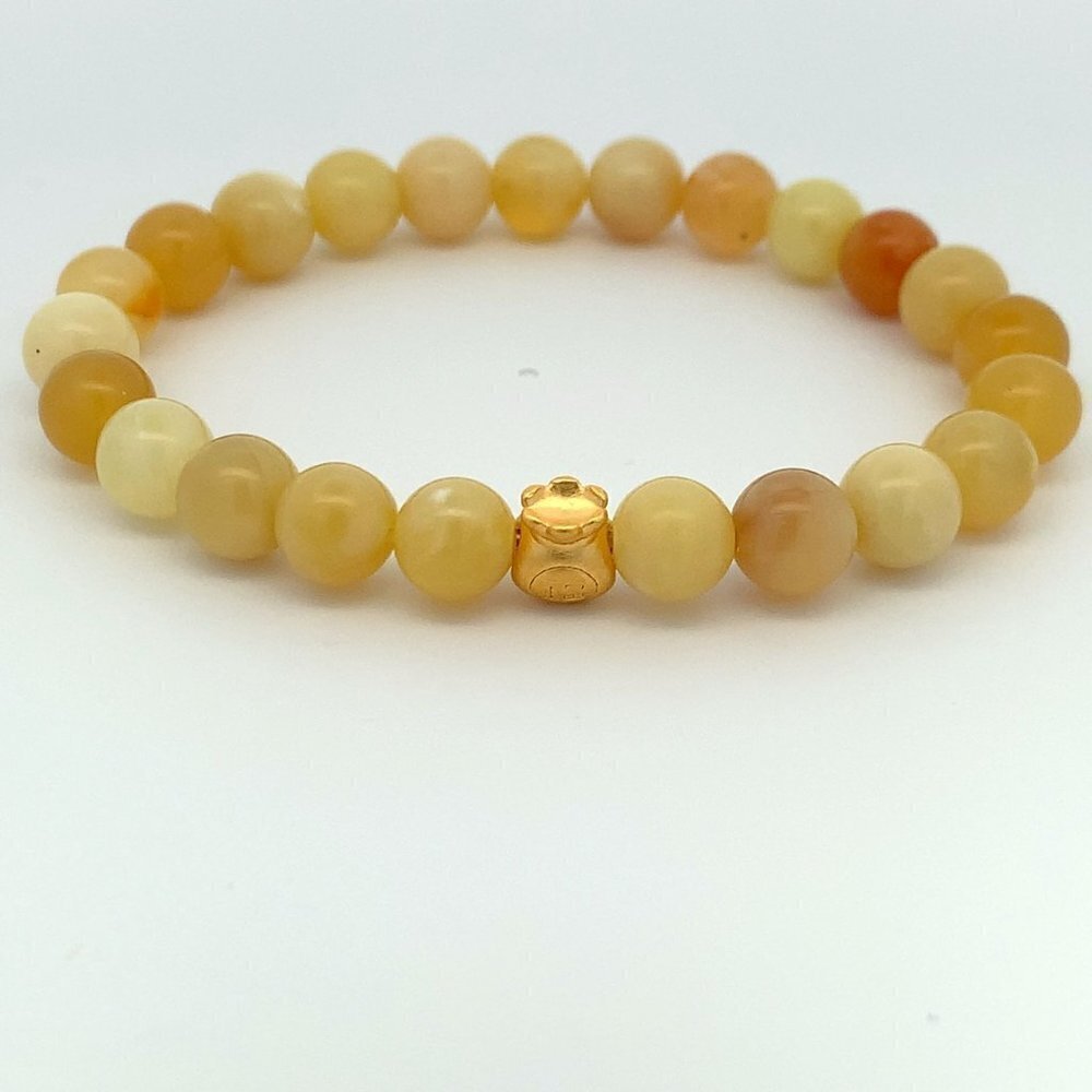 24K Gold Money Bag Lucky Charm Bracelet Gemstones Natural Yellow Opal Multicolor